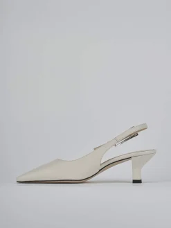 Slingback tacco 6cm pelle beige