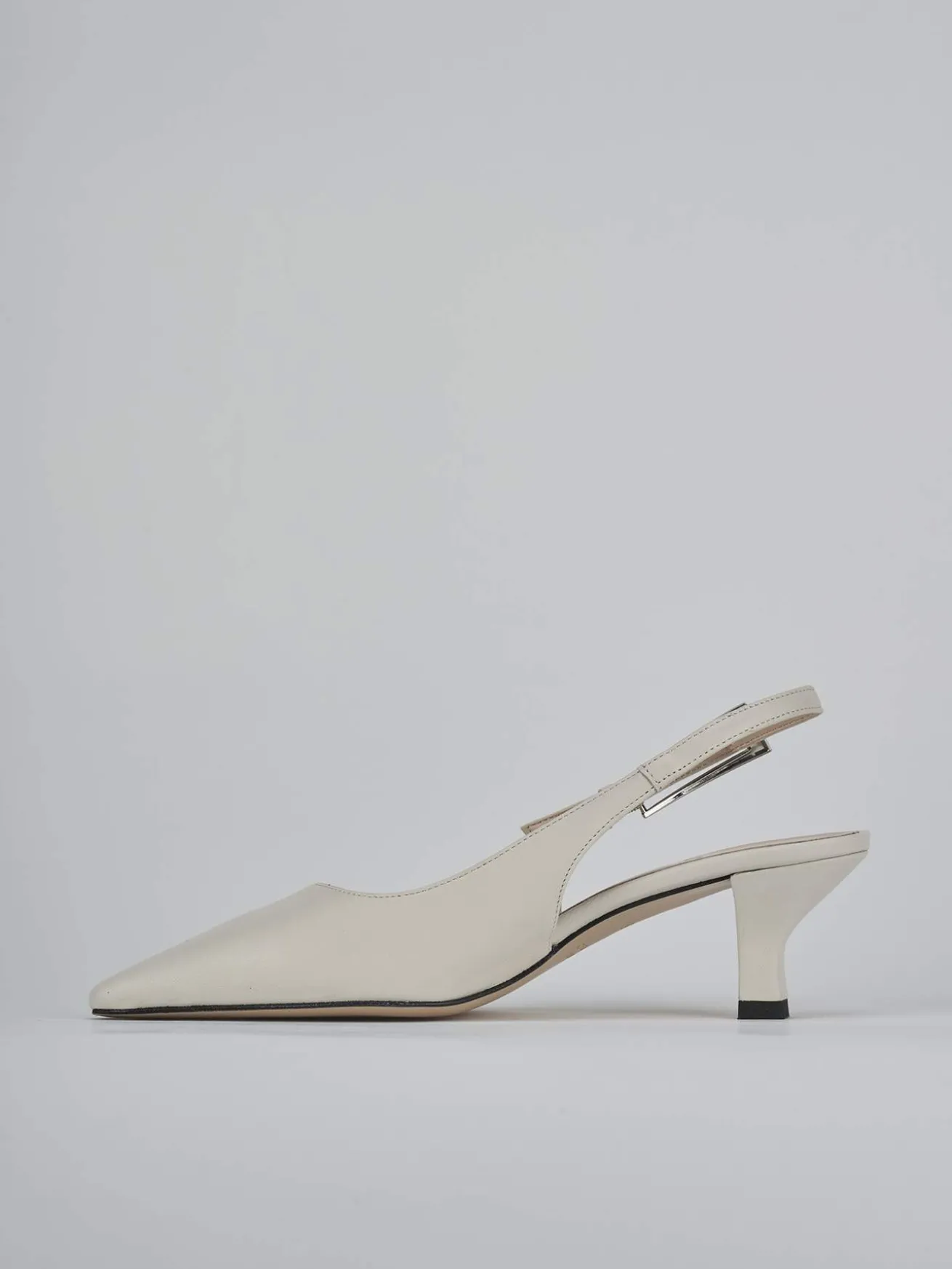 Slingback tacco 6cm pelle beige