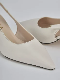 Slingback tacco 6cm pelle beige