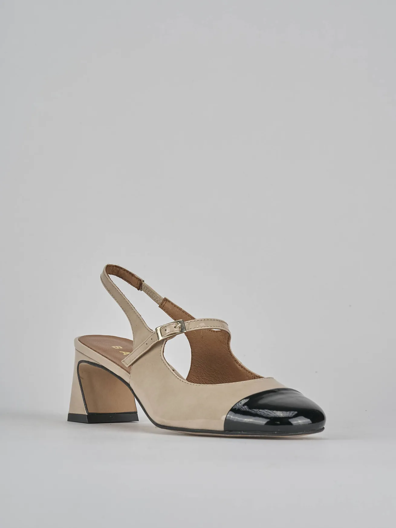 Slingback tacco 5cm pelle nero