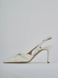 Slingback tacco 7cm pelle bianco