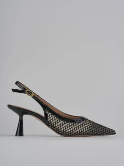 Slingback tacco 7cm pelle nero