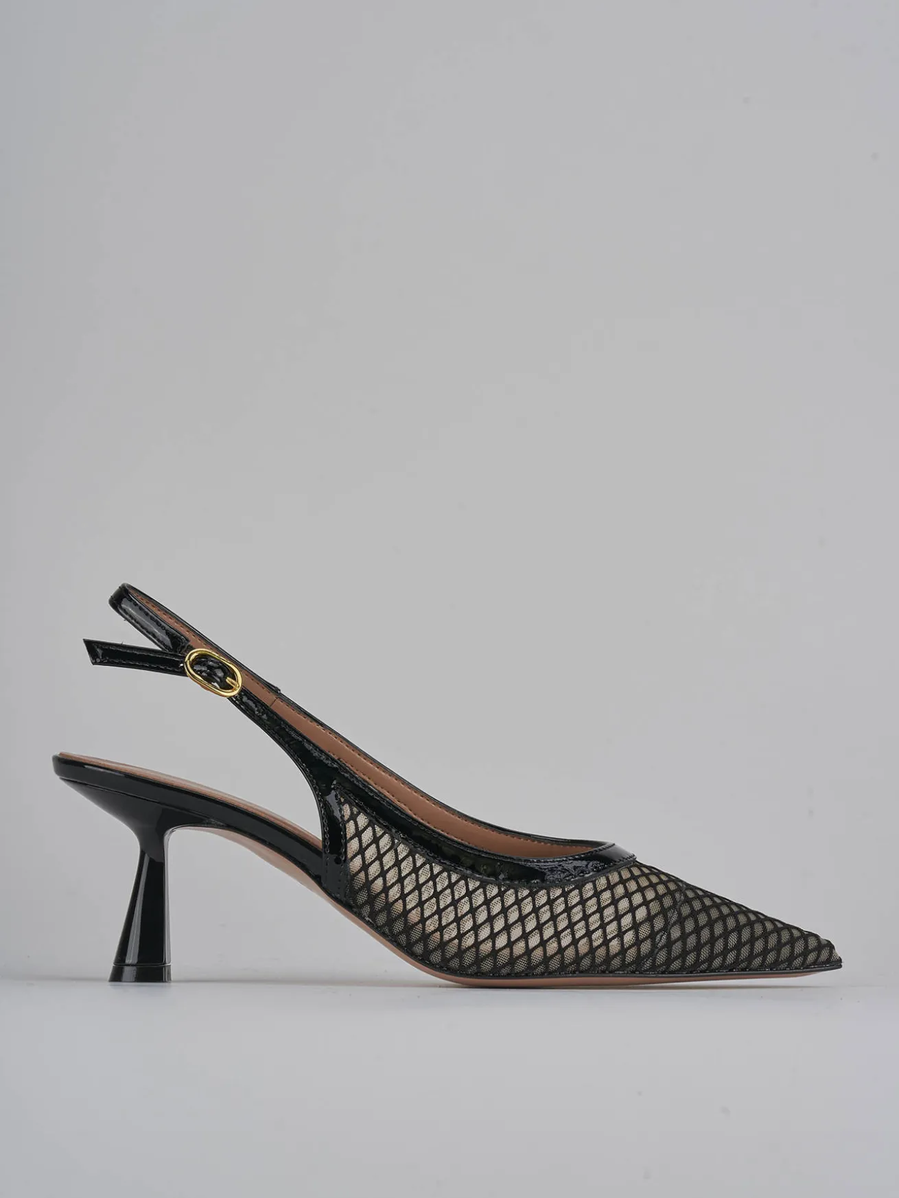 Slingback tacco 7cm pelle nero