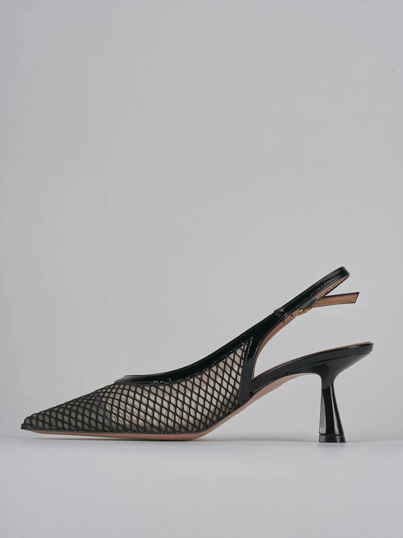 Slingback tacco 7cm pelle nero