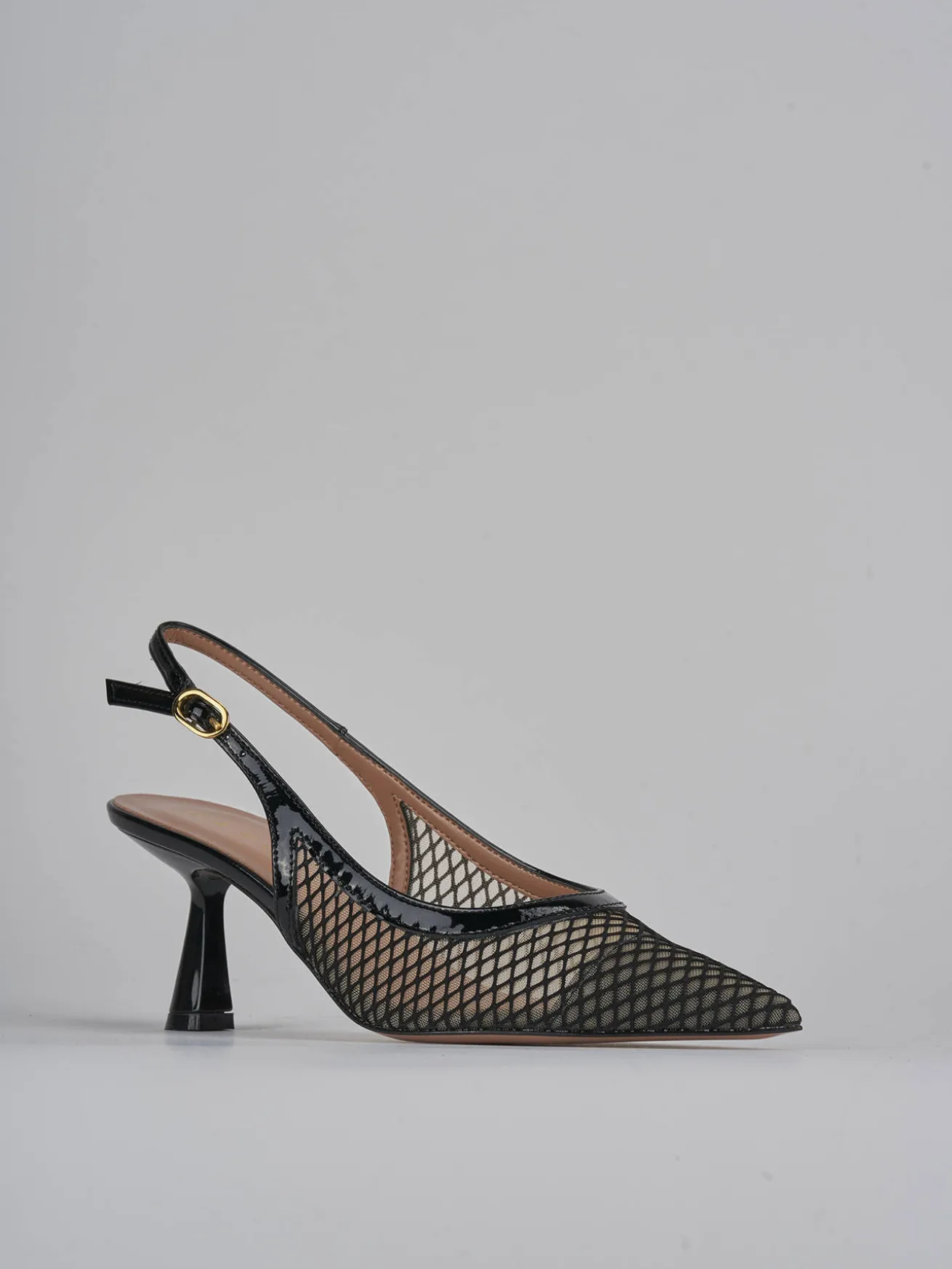 Slingback tacco 7cm pelle nero