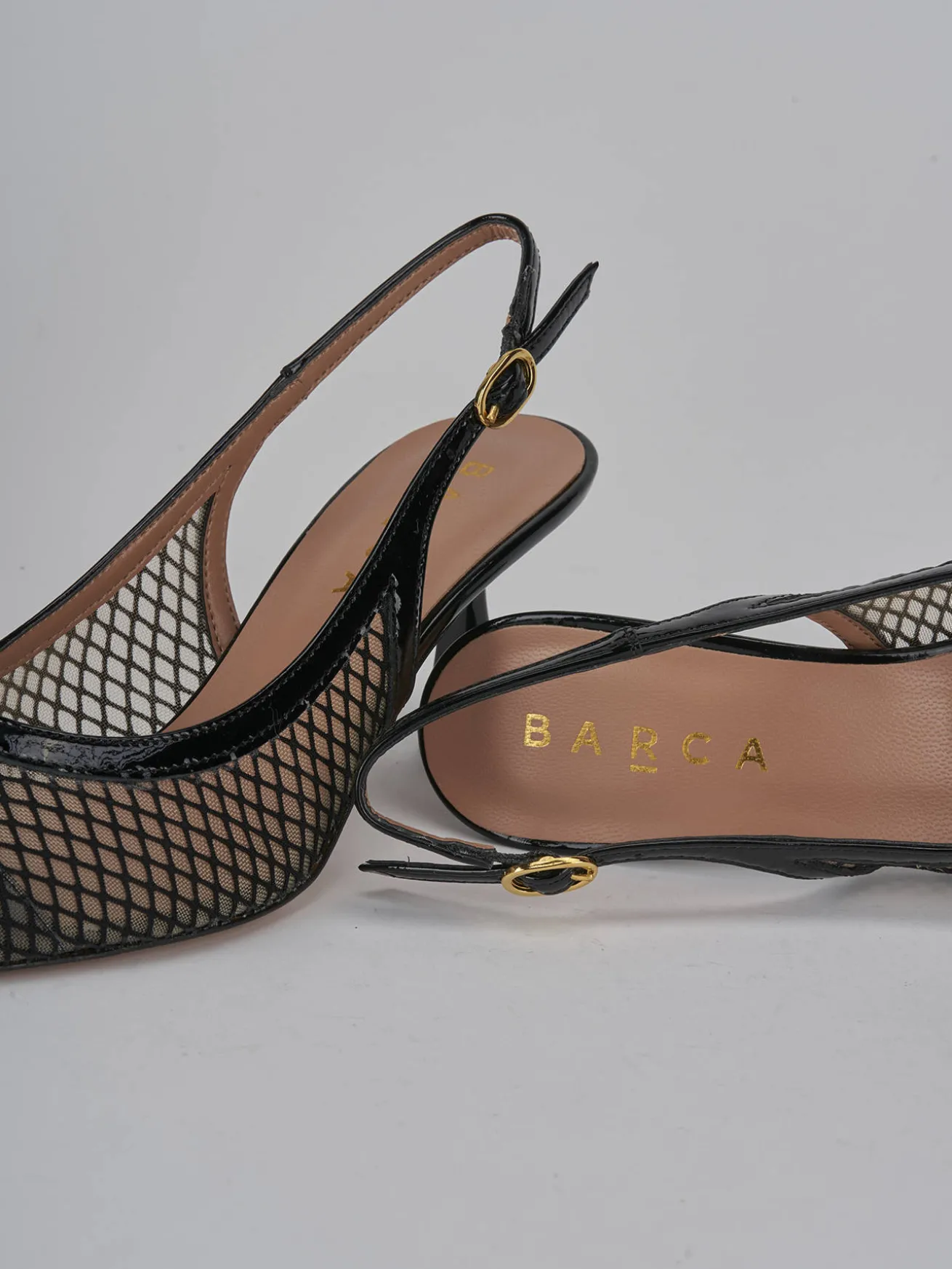 Slingback tacco 7cm pelle nero