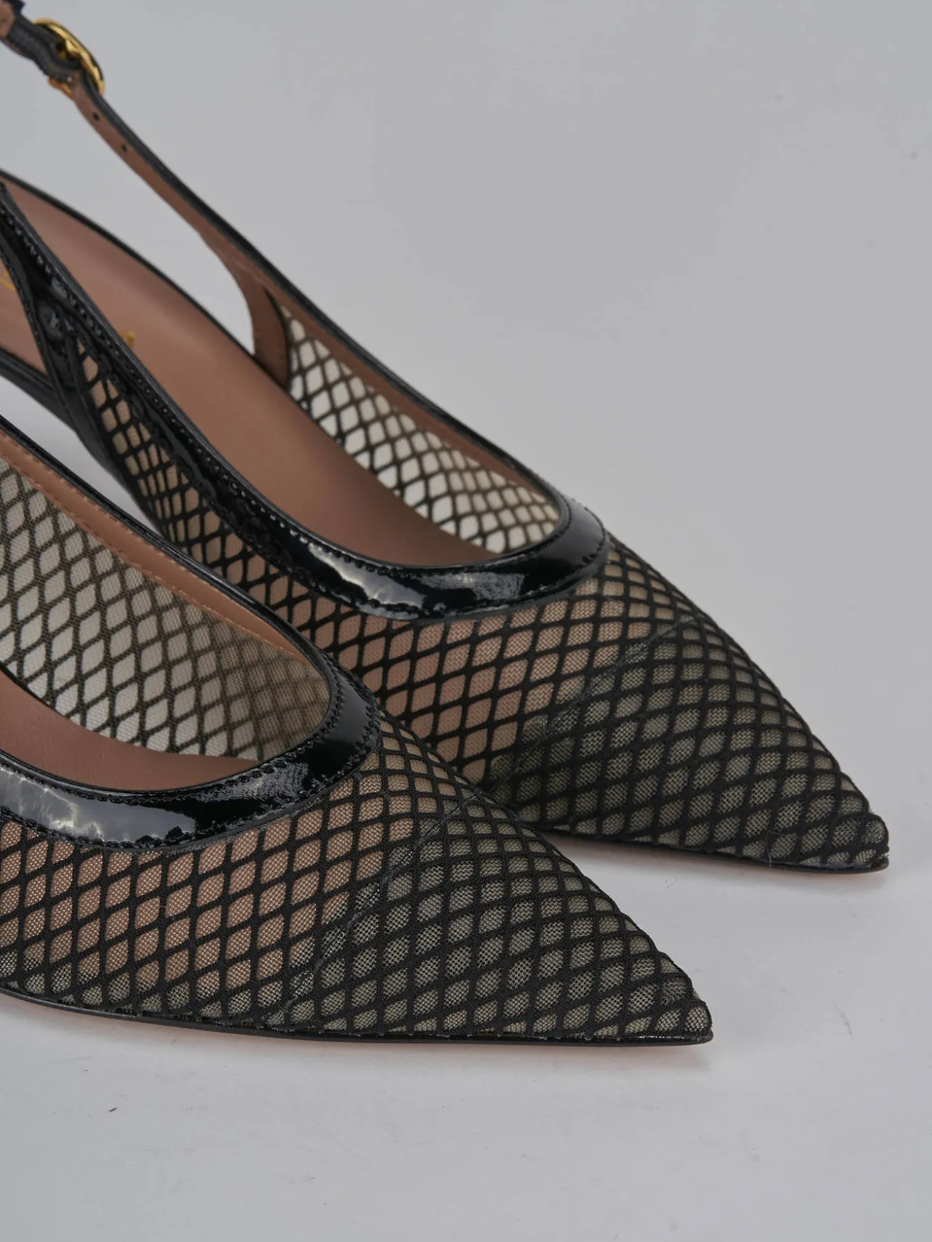 Slingback tacco 7cm pelle nero