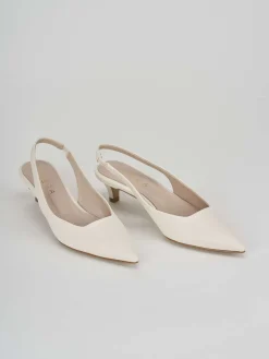 Slingback tacco 3cm pelle bianco