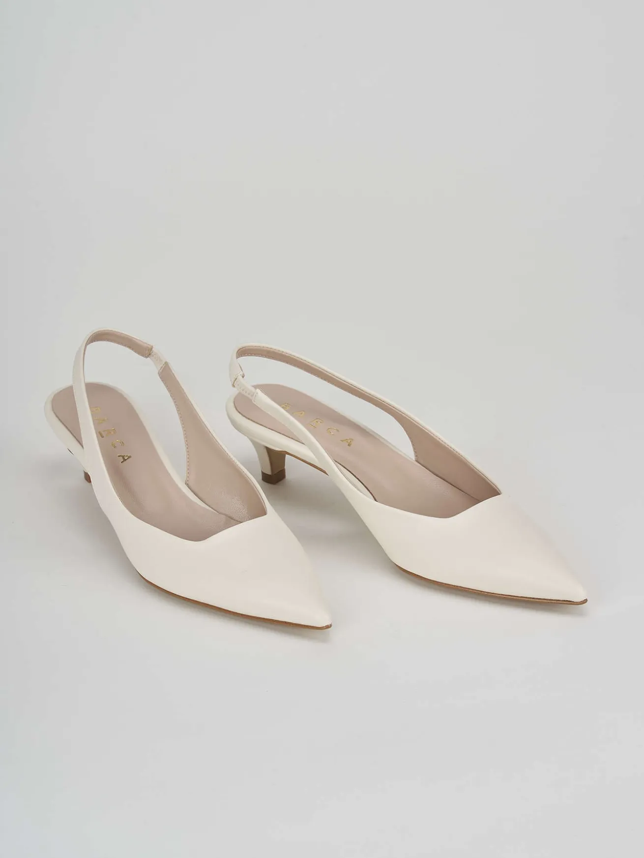 Slingback tacco 3cm pelle bianco