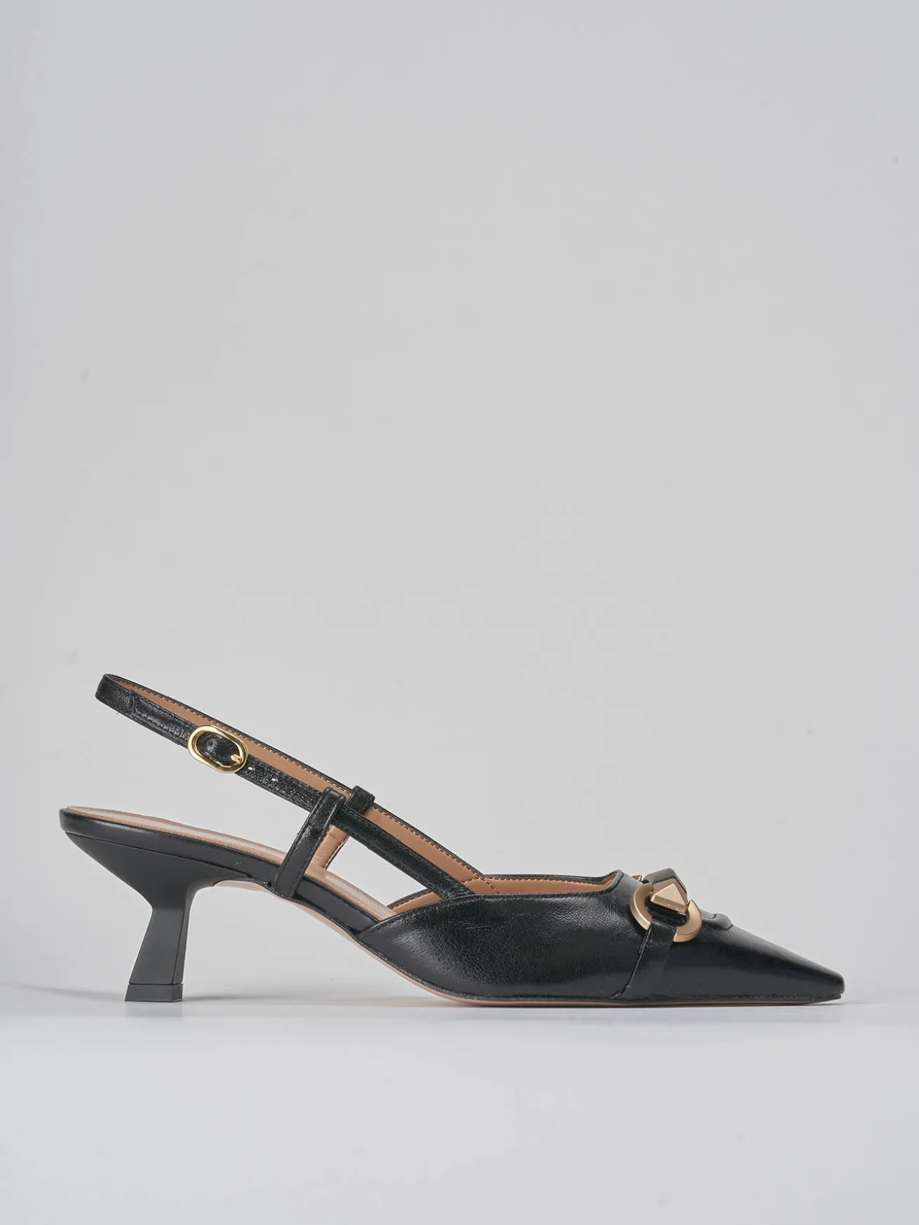 Slingback tacco 6cm pelle nero