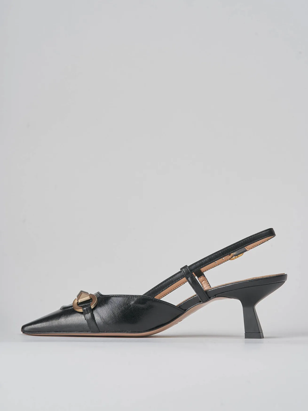 Slingback tacco 6cm pelle nero