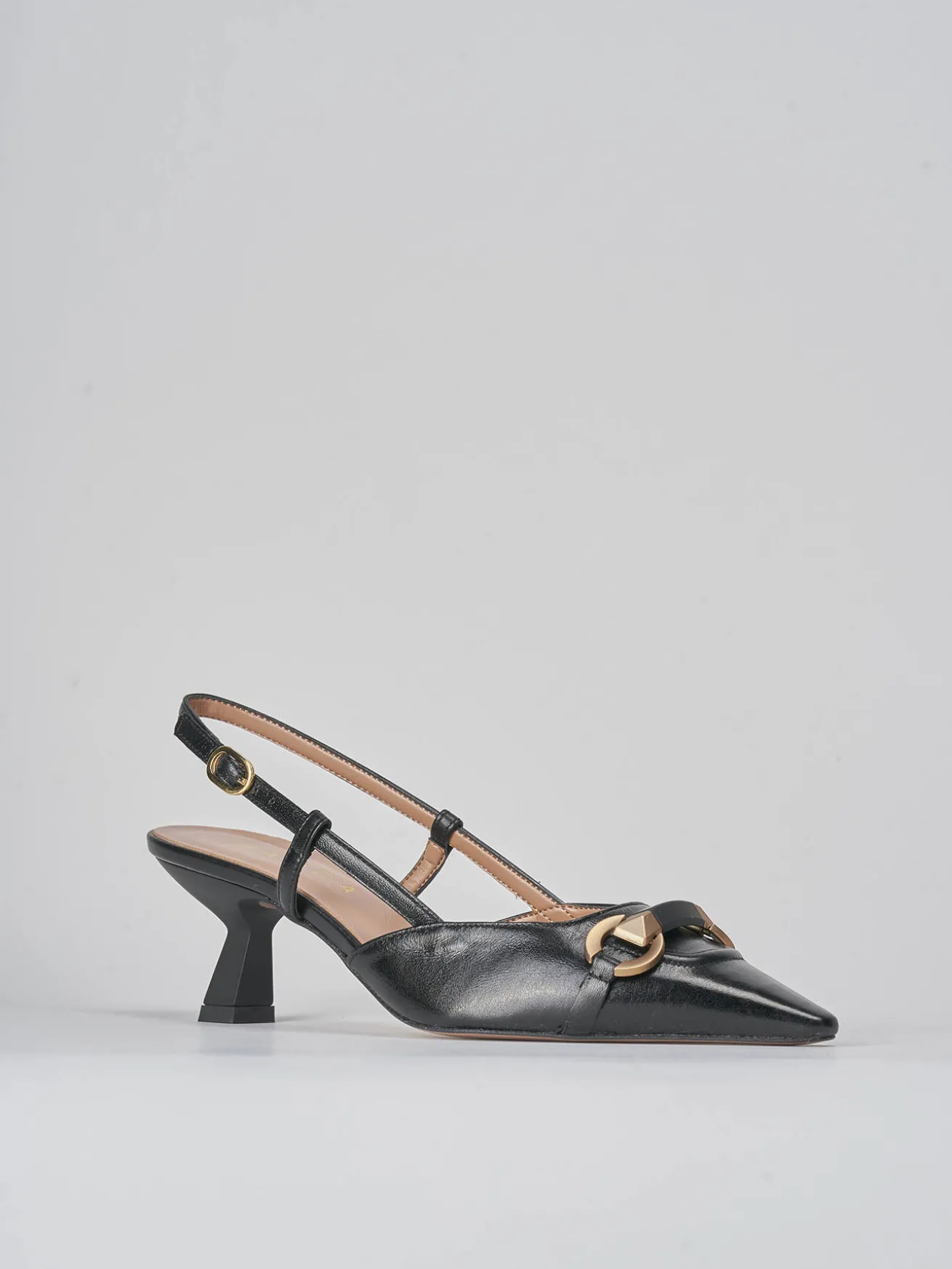 Slingback tacco 6cm pelle nero