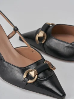 Slingback tacco 6cm pelle nero