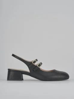 Slingback tacco 4cm pelle nero