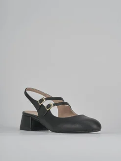 Slingback tacco 4cm pelle nero