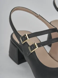 Slingback tacco 4cm pelle nero