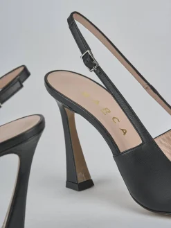Slingback tacco 9cm pelle nero
