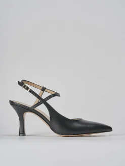 Slingback tacco 7cm pelle nero