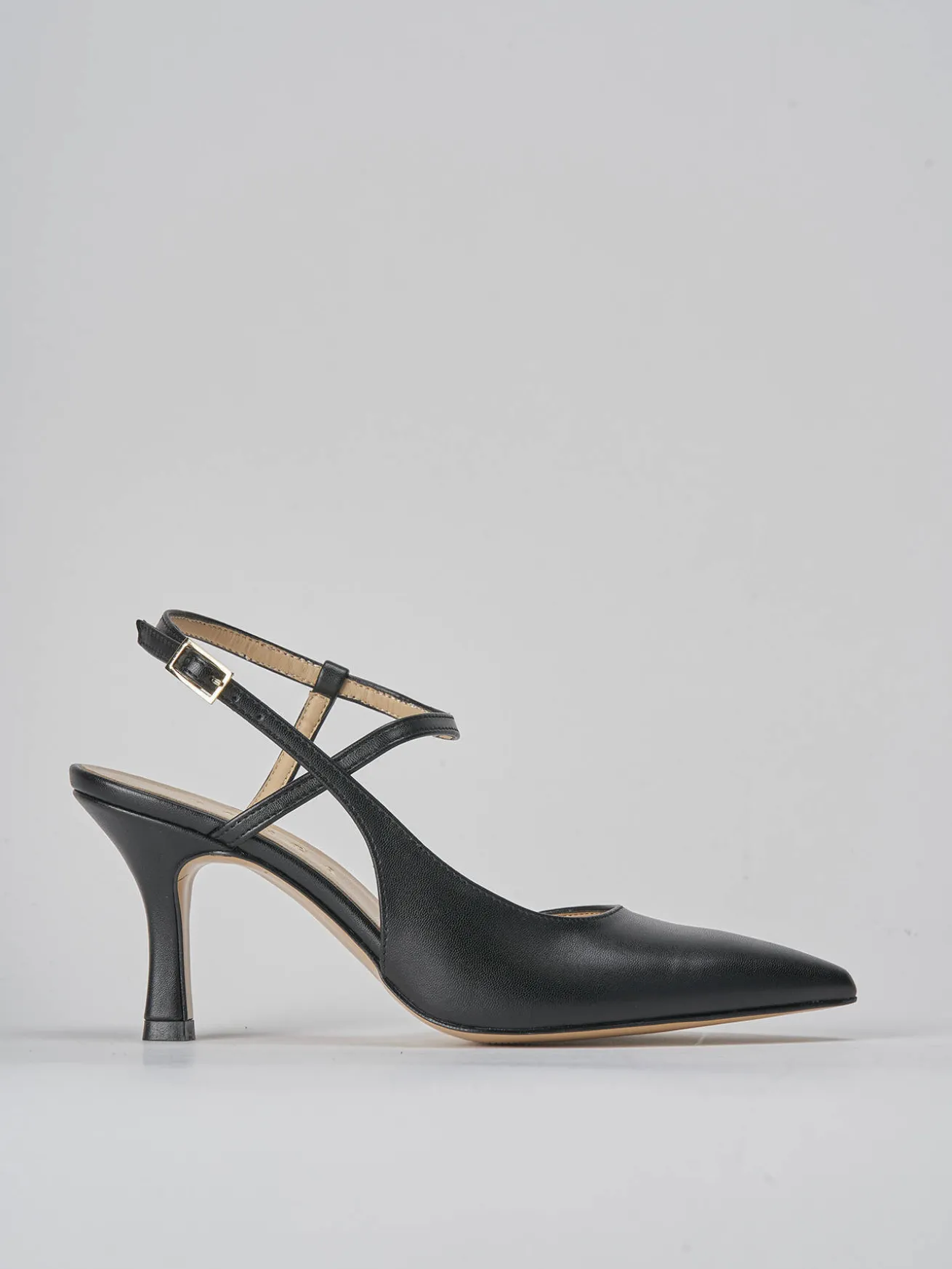 Slingback tacco 7cm pelle nero