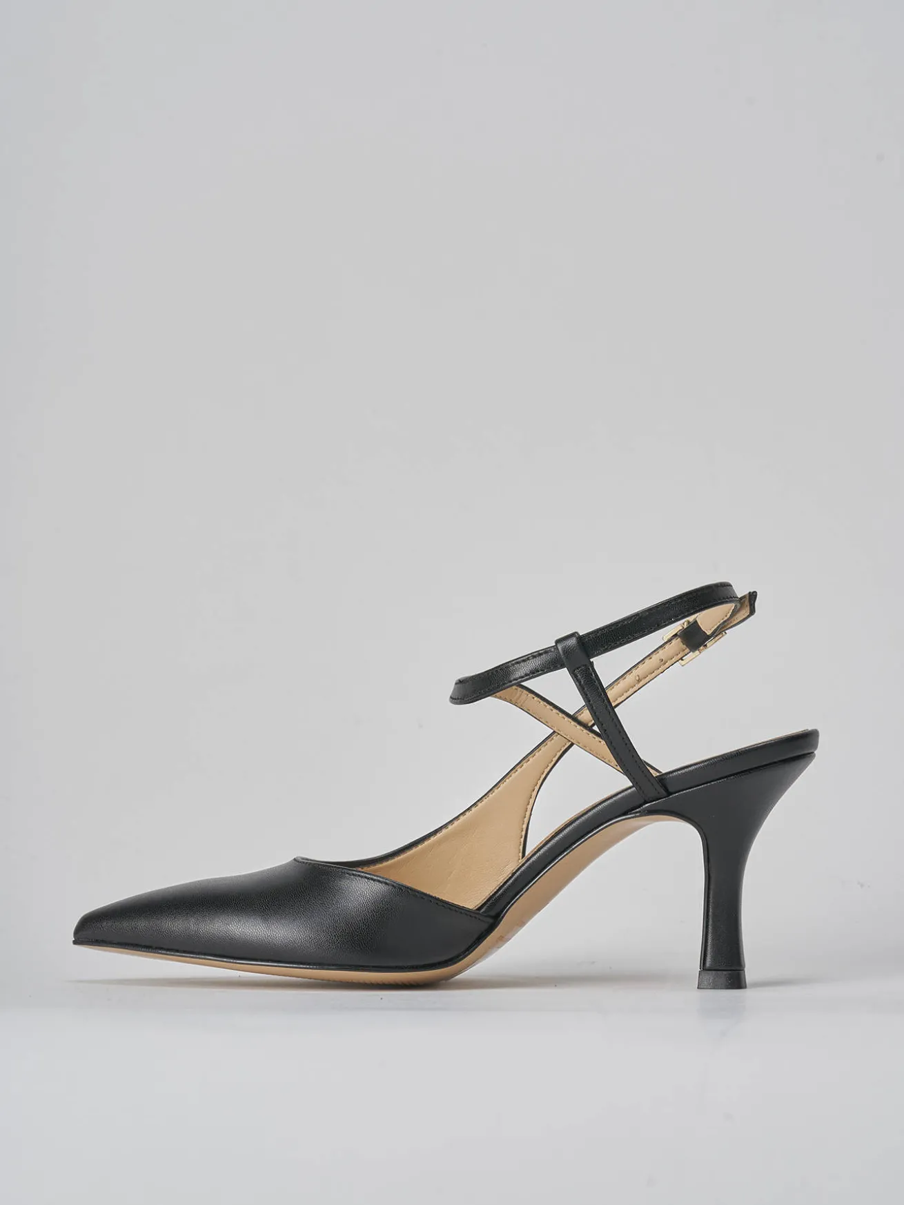 Slingback tacco 7cm pelle nero