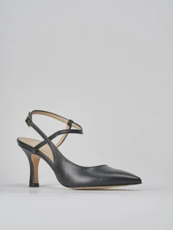Slingback tacco 7cm pelle nero