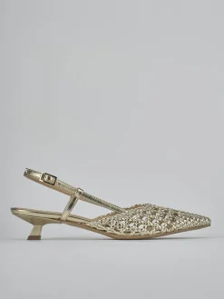Slingback tacco 4cm pelle oro