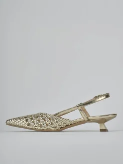 Slingback tacco 4cm pelle oro