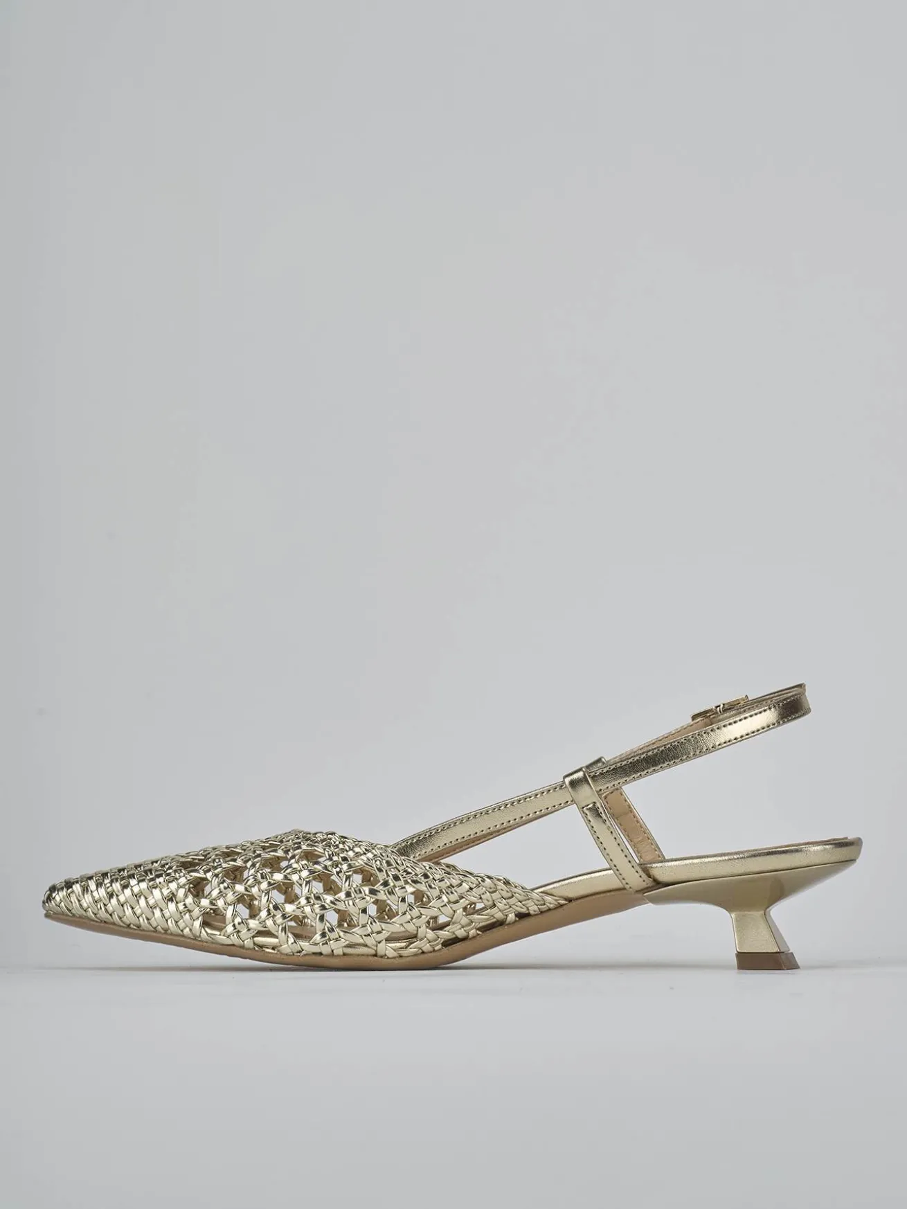 Slingback tacco 4cm pelle oro