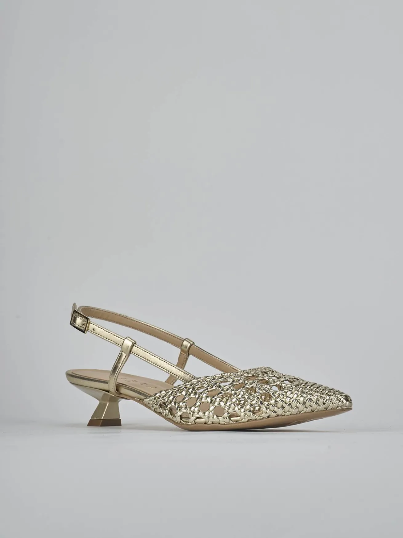 Slingback tacco 4cm pelle oro