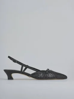 Slingback tacco 4cm pelle nero
