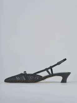Slingback tacco 4cm pelle nero
