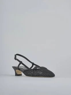 Slingback tacco 4cm pelle nero