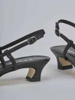 Slingback tacco 4cm pelle nero