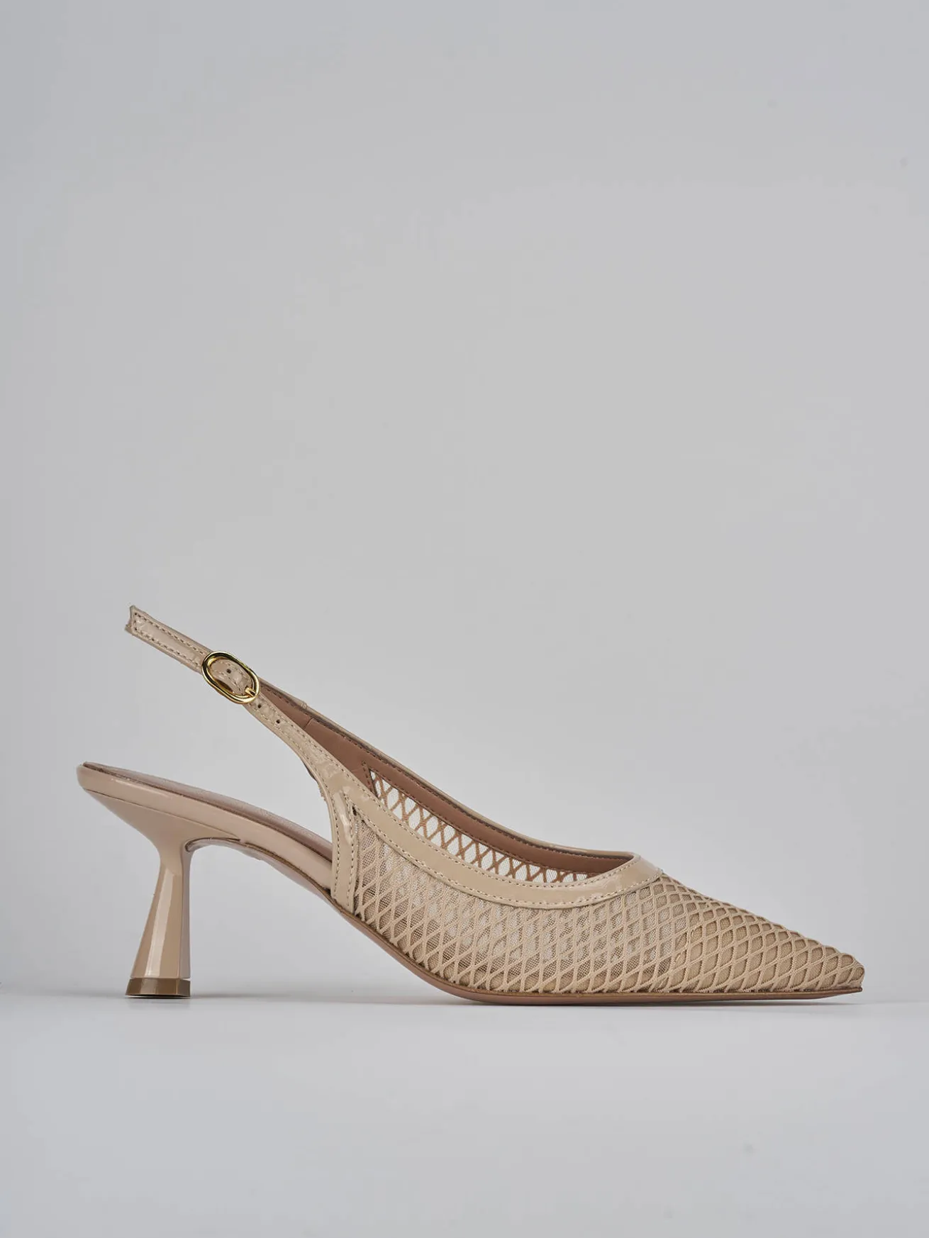 Slingback tacco 7cm pelle beige