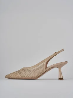 Slingback tacco 7cm pelle beige