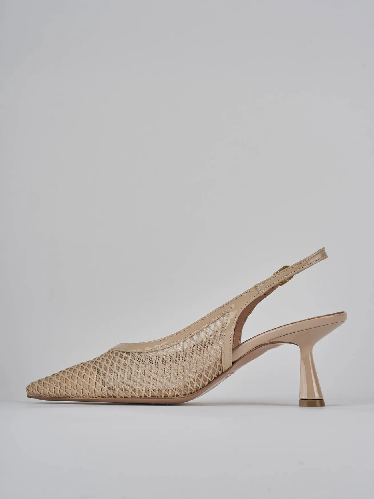 Slingback tacco 7cm pelle beige