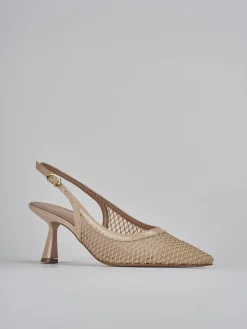 Slingback tacco 7cm pelle beige