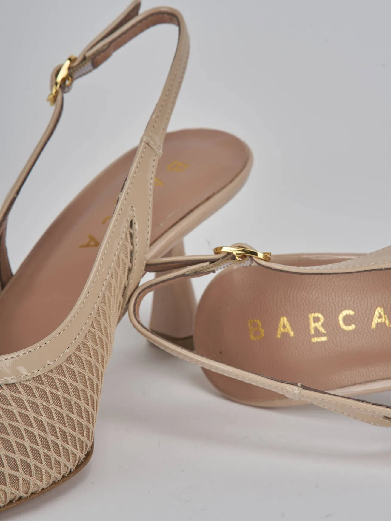 Slingback tacco 7cm pelle beige