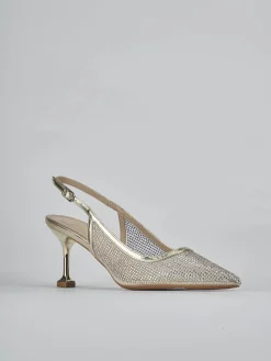 Slingback tacco 6cm pelle oro