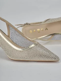 Slingback tacco 6cm pelle oro