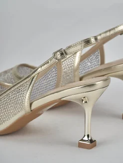 Slingback tacco 6cm pelle oro