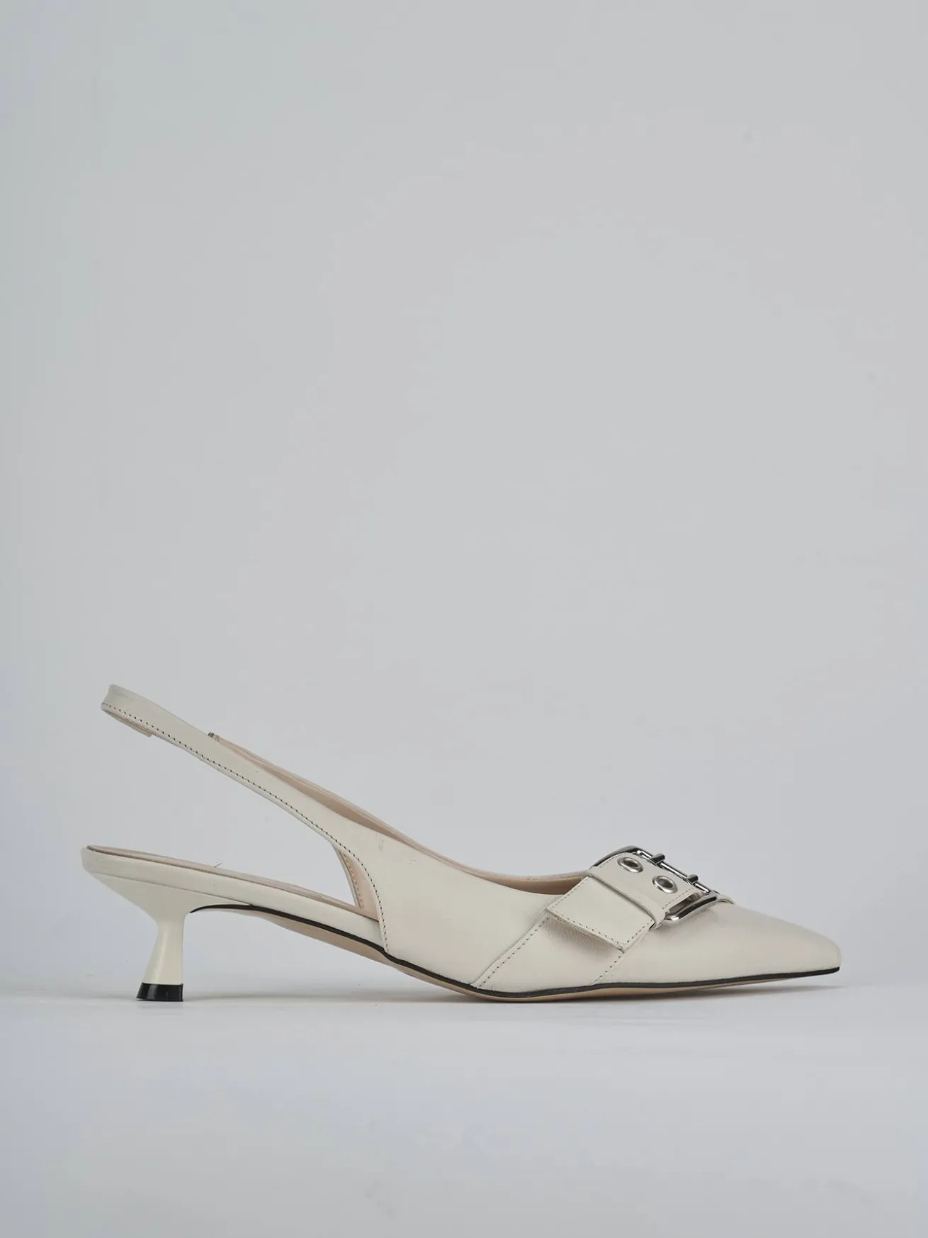 Slingback tacco 5cm pelle beige