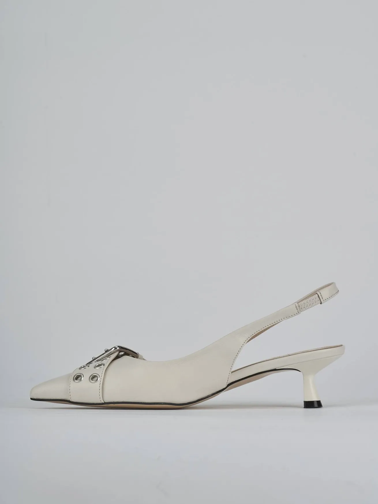 Slingback tacco 5cm pelle beige