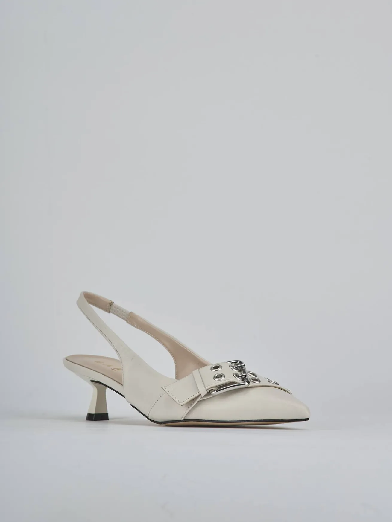 Slingback tacco 5cm pelle beige