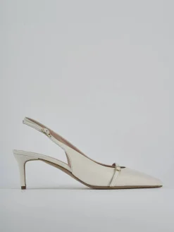 Slingback tacco 7cm pelle bianco