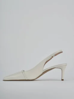 Slingback tacco 7cm pelle bianco