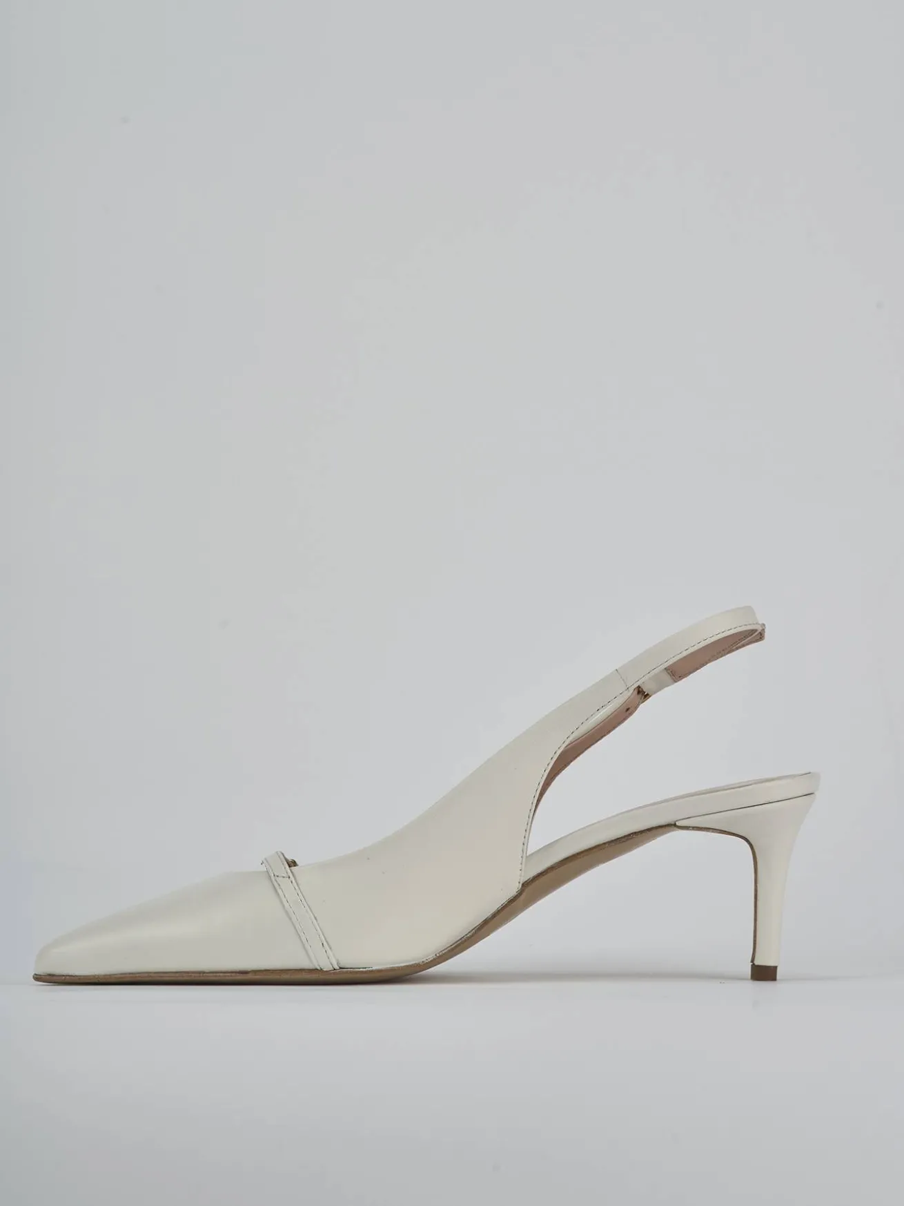 Slingback tacco 7cm pelle bianco