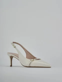 Slingback tacco 7cm pelle bianco
