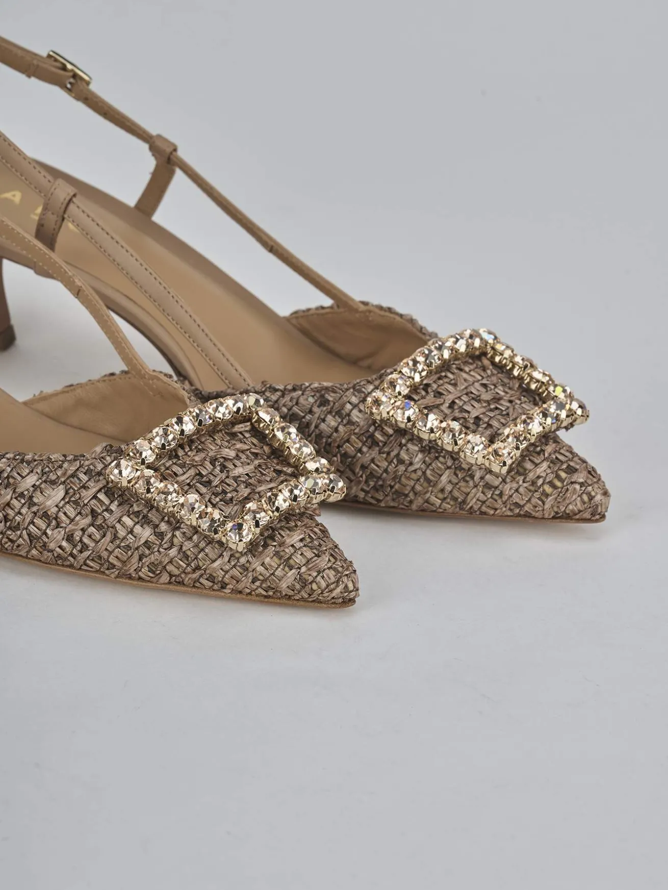 Slingback tacco 5cm pelle marrone