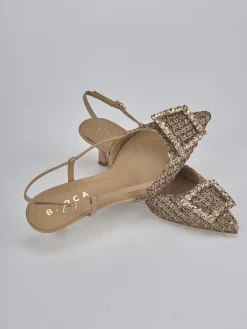 Slingback tacco 5cm pelle marrone